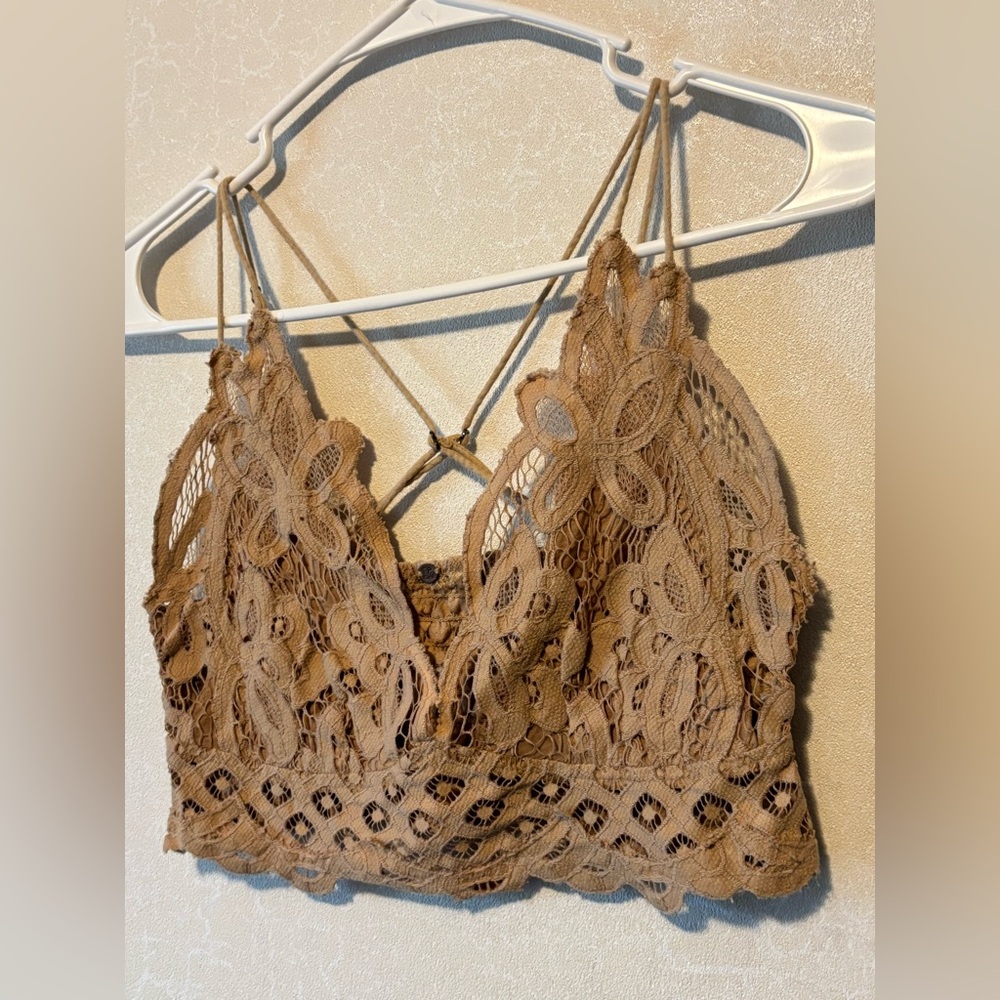 Free people | Lace Strappy Tan Bralette | Size M - Picture 6 of 6